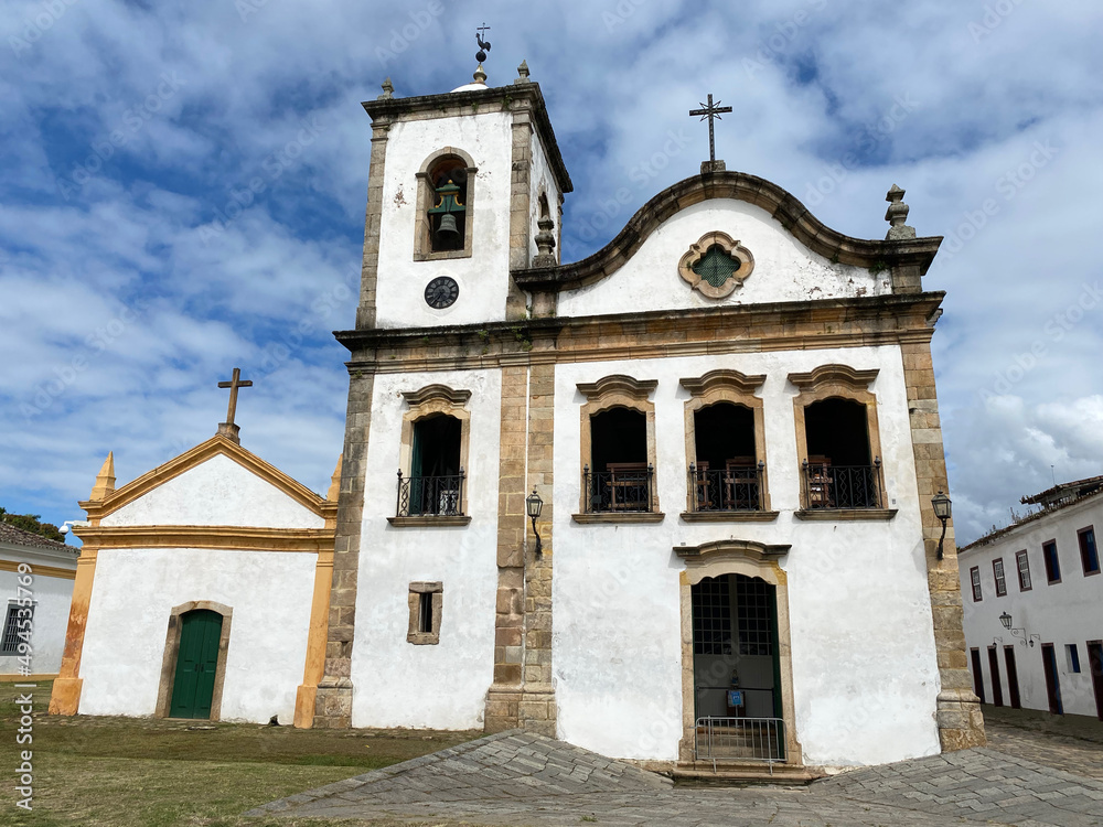 The historic church of Santa Rita de Cassia, built in 1722, where the Paraty Museum of Sacred Art also works.