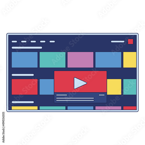 Isolated tv screen with a streaming service open Vector