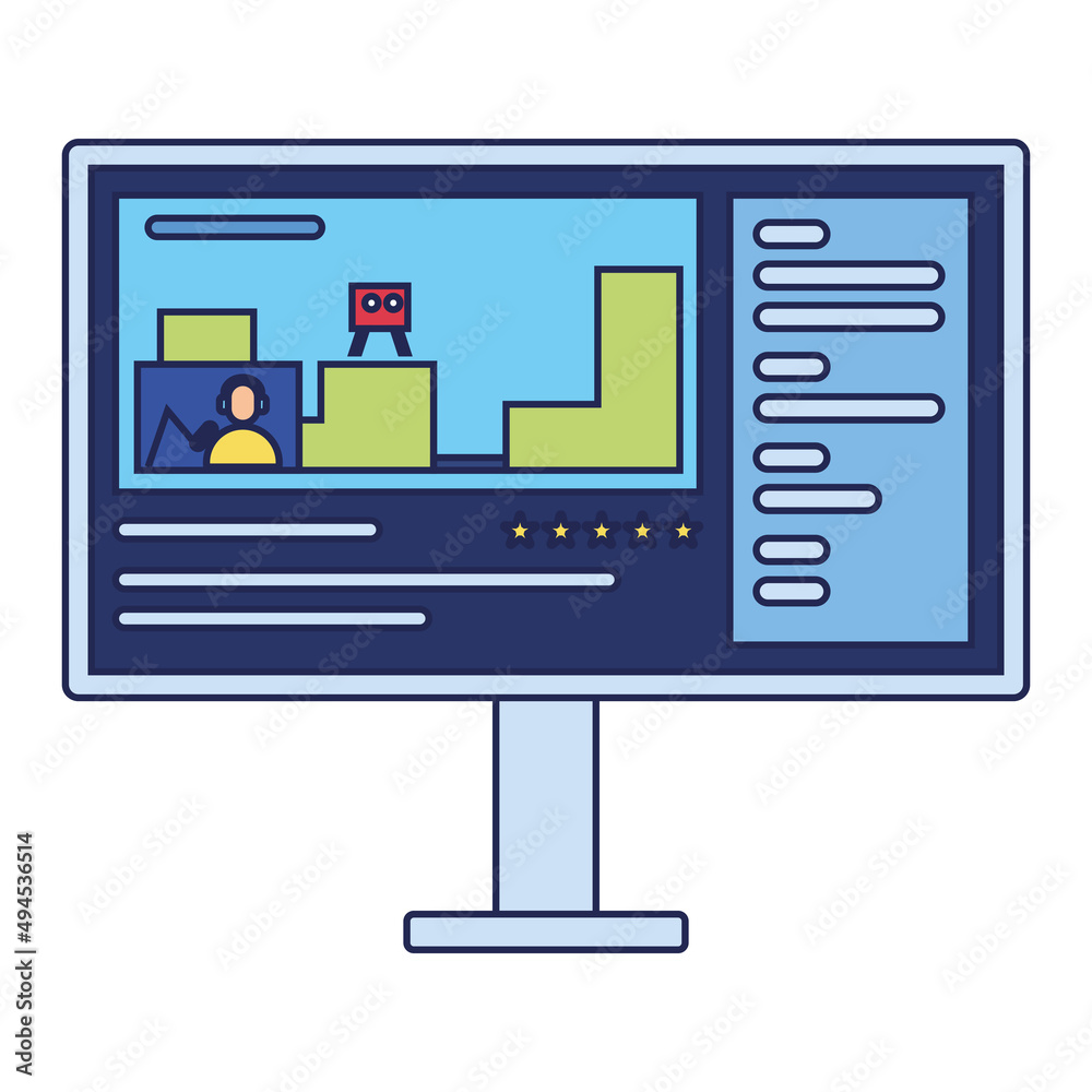 Isolated computer monitor with a stream service app Vector Isolated computer monitor with a stream service app Vector