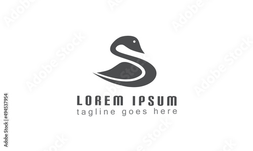 Letter S swan logo design template for brand or company