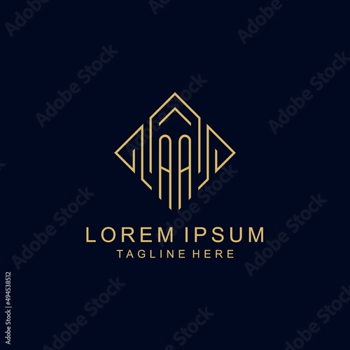 Initial logo AA monogram with rhombus line style design