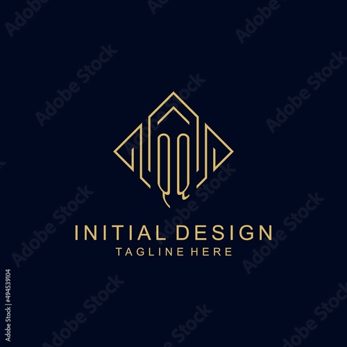 Initial logo QQ monogram with rhombus line style design