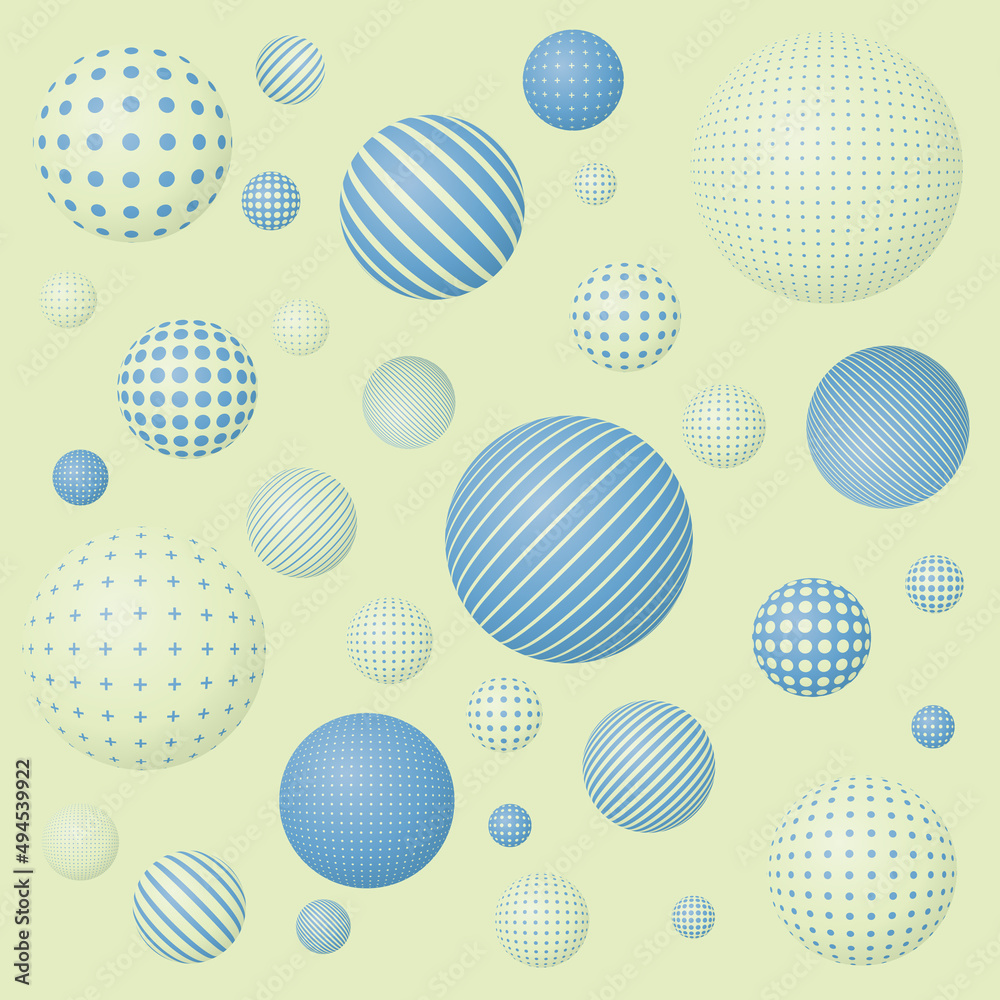Seamless abstract pattern with flying patterned spheres Seamless abstract pattern with flying patterned spheres
