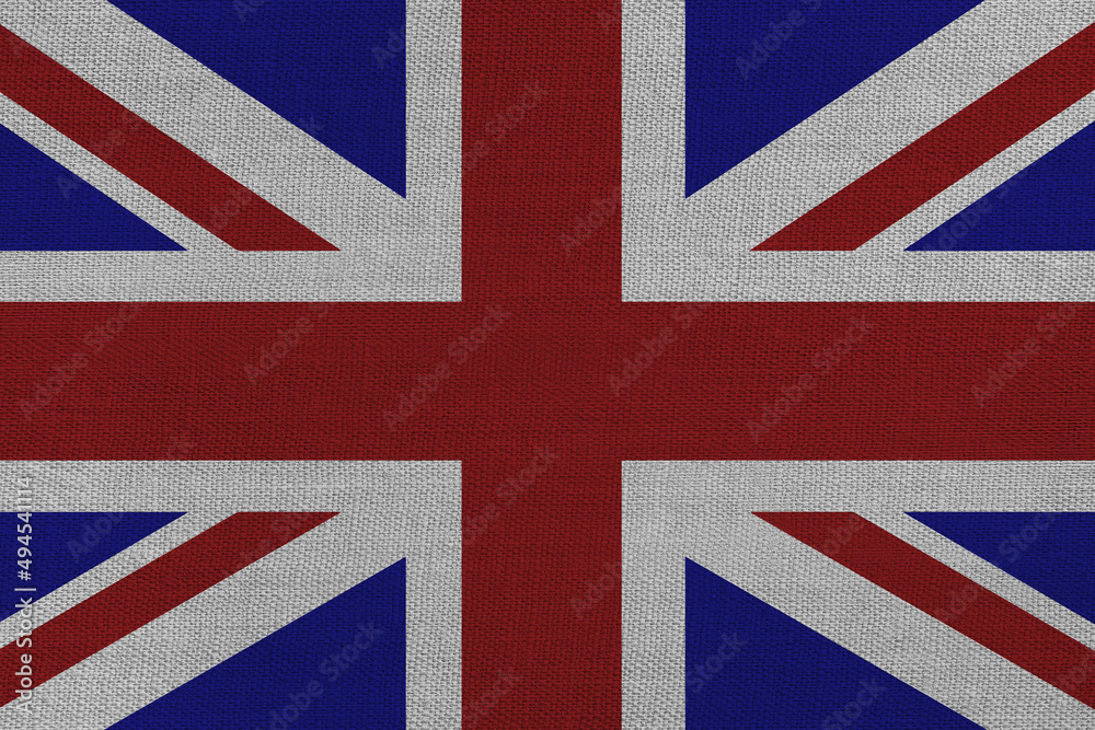 Fototapeta premium Patriotic textile background in colors of national flag. United Kingdom