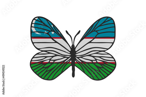 Butterfly wings in color of national flag. Clip art on white background. Uzbekistan © Julia