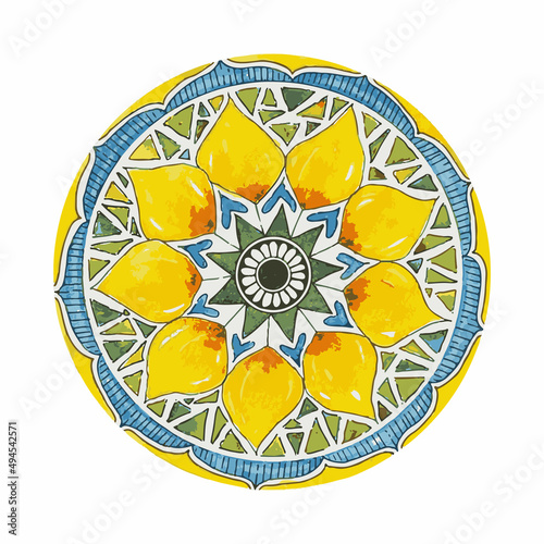Sunflower Mandala Vector Yellow Blue Color