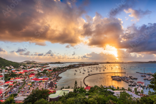 Marigot, St. Martin town skyline in the Caribbean photo