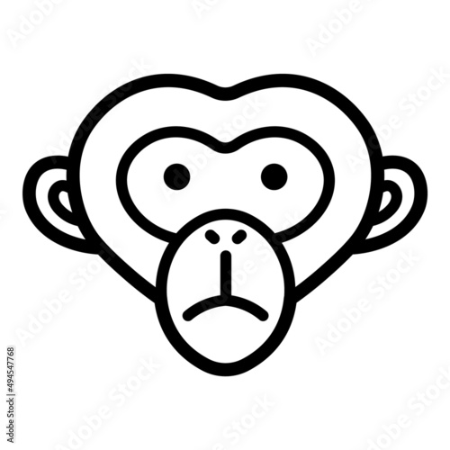 Monkey Face Flat Icon Isolated On White Background