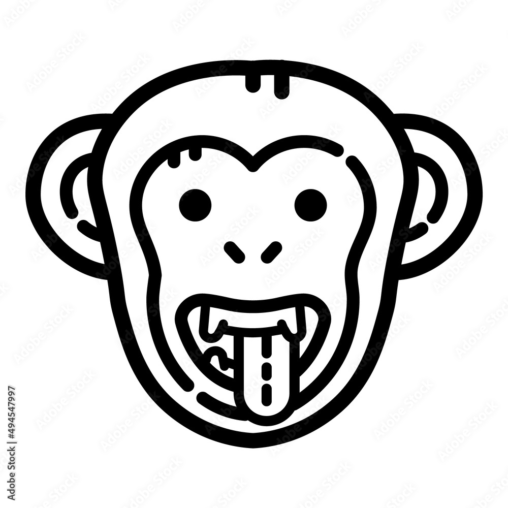 Monkey Face Flat Icon Isolated On White Background Monkey Face Flat Icon Isolated On White Background