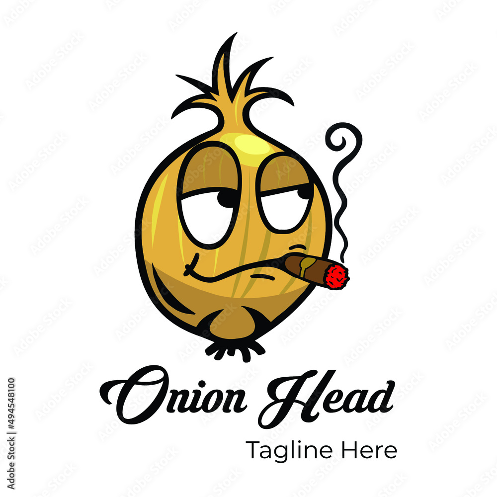 fresh onion head logo, sticker design tasty vegetable icon healthy food concept vector