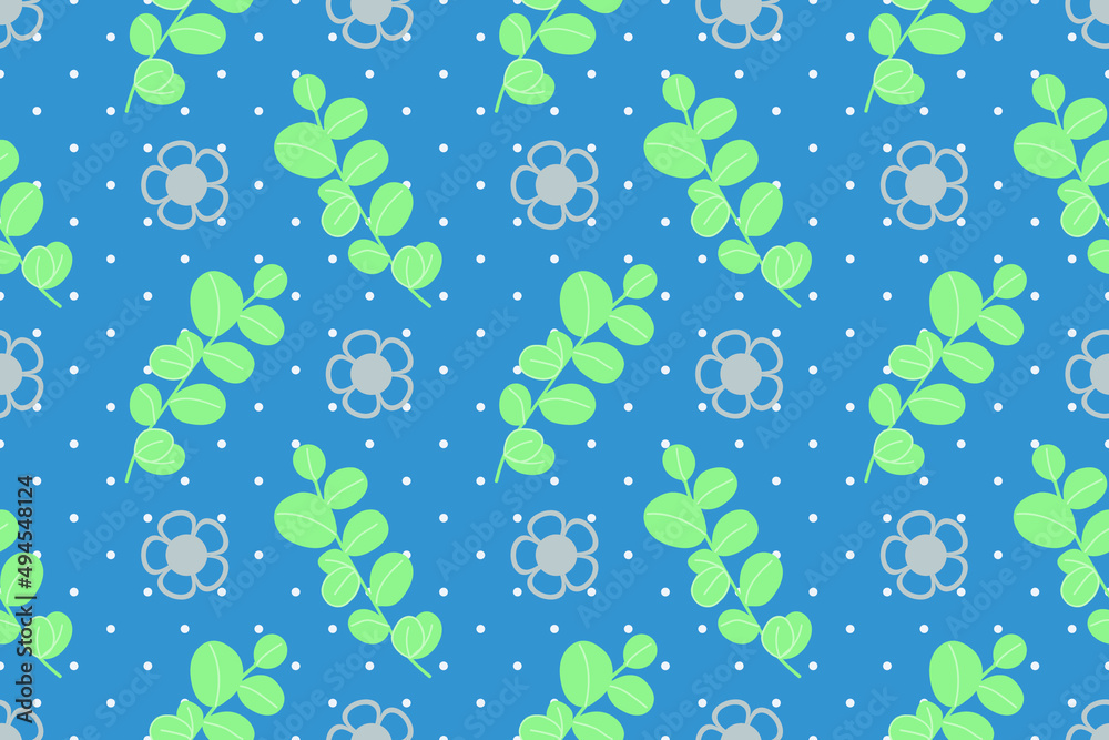 Vector design of a green and blue floral seamless pattern for ...