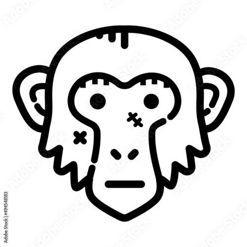 Monkey Face Flat Icon Isolated On White Background