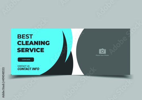 Cleaning service social media banner template, Home cleaning service web banner template