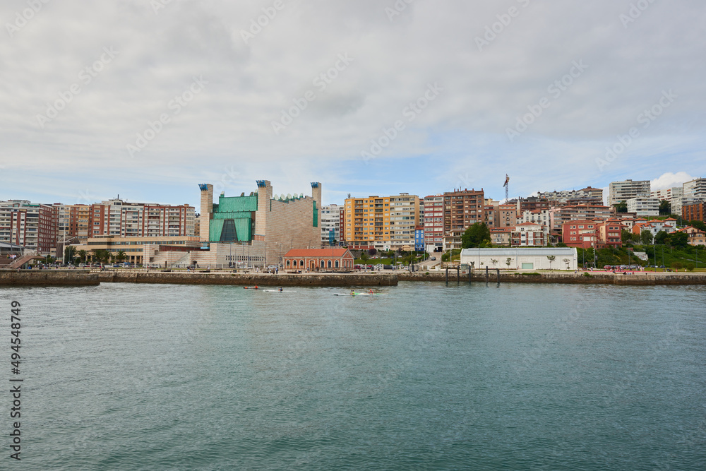 A panoramic view of the bay of Santander seen from the sea.