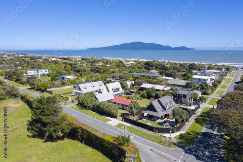 aerial shot Peka Peka village  also showing kapiti Island photo