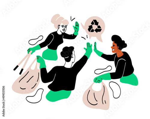 People collecting garbage