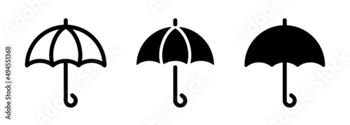 Flat umbrella. Set of black umbrellas. Vector clipart isolated on white background.