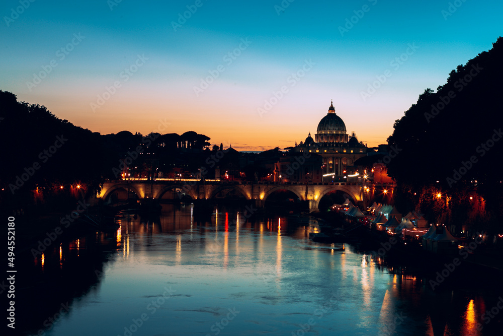 Fototapeta premium sunset over the river Rome
