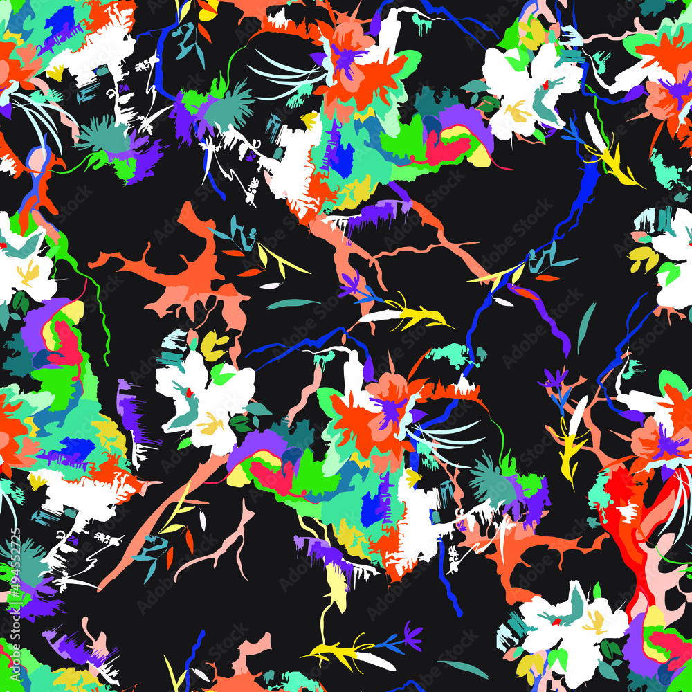 Textile print  pattern. abstract flower pattern. fabric and digital print pattern. geometric print pattern for textile design and fabrics.