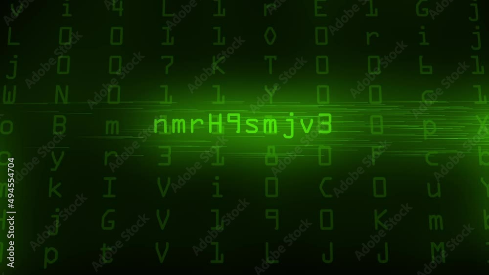 Authorised scrambled data animation on binary background Authorised scrambled data animation on binary background