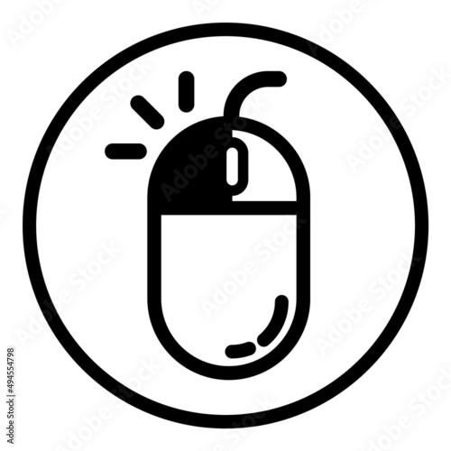 Pc Mouse Left Button Click Flat Icon Isolated On White Background