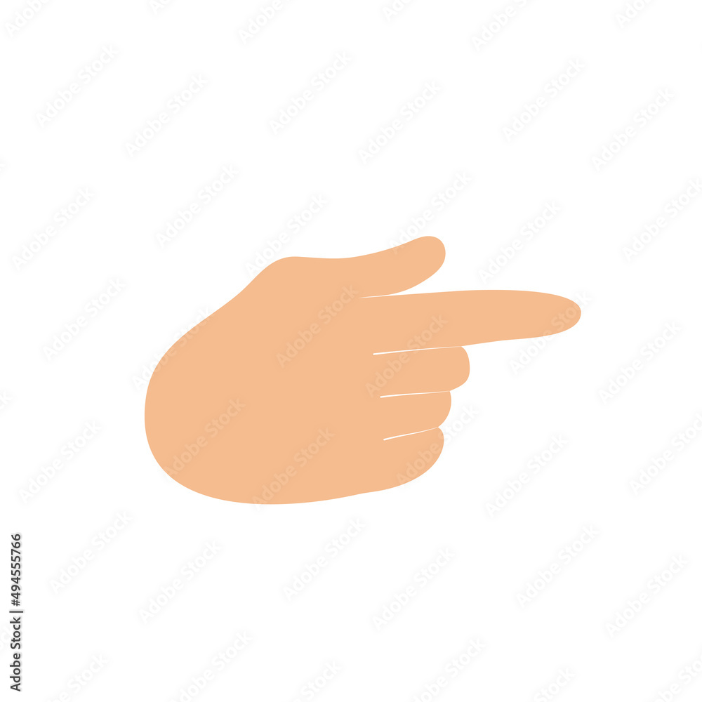 Pointing gesture. Hand with forefinger extended. Vector flat illustration Pointing gesture. Hand with forefinger extended. Vector flat illustration