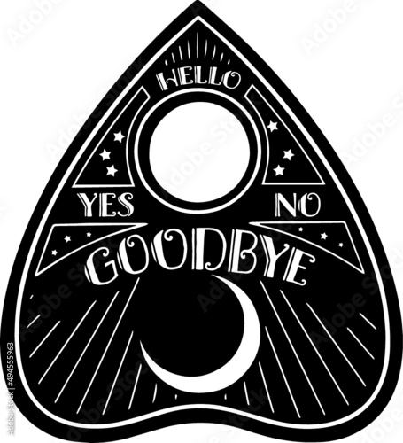 Illustration of an ouija planchette sign isolated on a white background photo