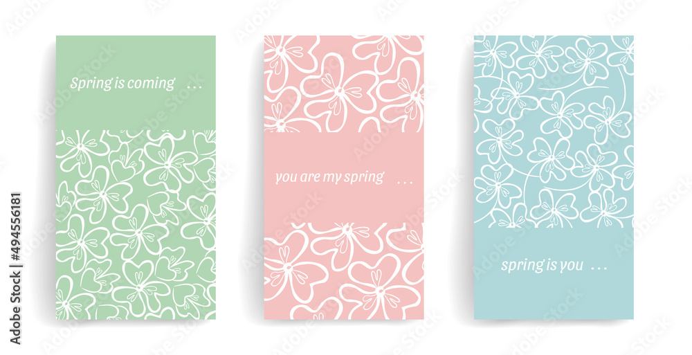 Pastel vector template for social media posts, stories, banners, mobile apps, web, advertising. Simple design with copy space for text, abstract organic shapes, flowers. Warm spring colors