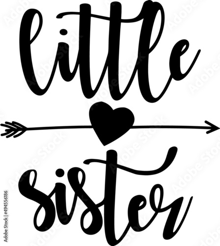 Illustration of "little sister" isolated on a white background