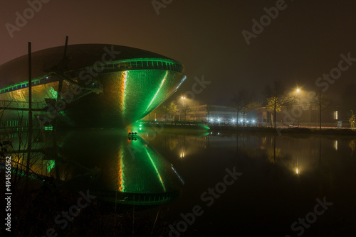 Universum Bremen at night. Science Center in Bremen, Germany. photo