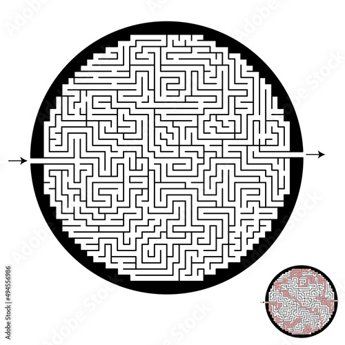 Round maze for kids and adults. Solution is included.