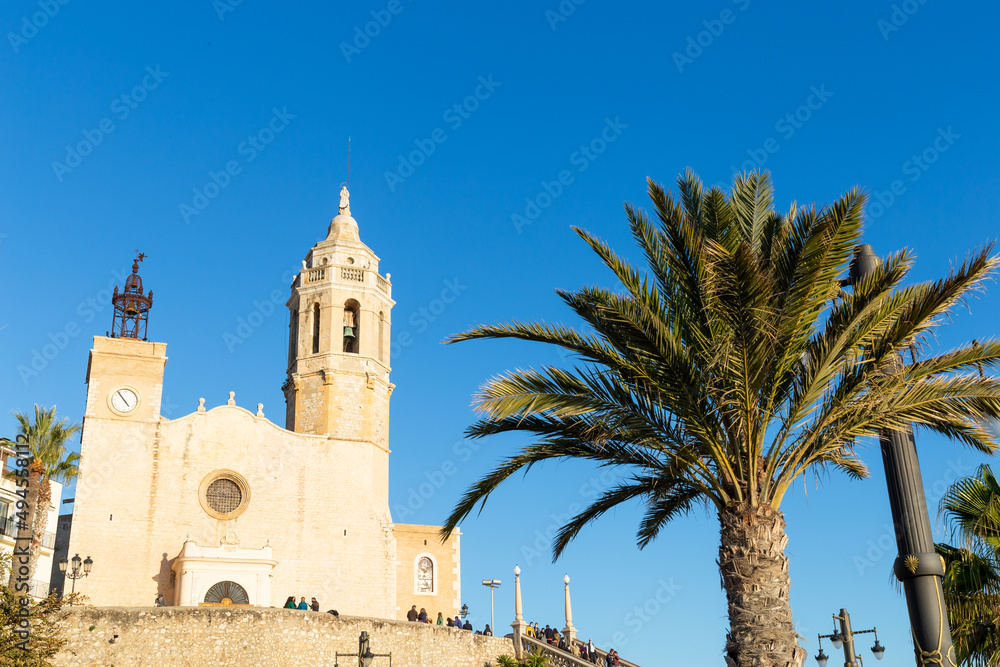 Church in a Mediterranean village by the sea