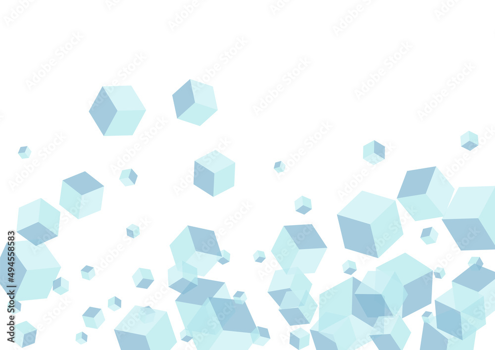 Monochrome Geometric Background White Vector. Square Concept Texture. Blue-gray Polygon Technology Design. Data Card. Gray Object Cubic.