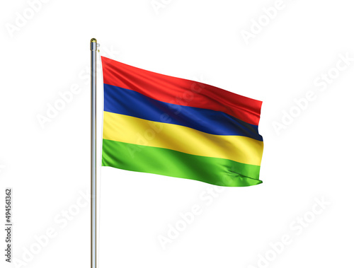 Free Download Mauritius national flag waving in isolated white background. Mauritius flag. 3D illustration - GFXLoad