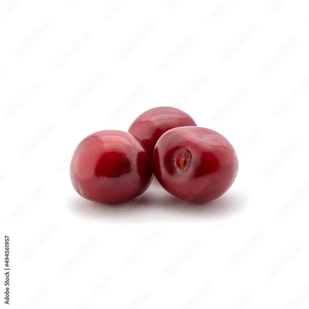 Photo of red cherries isolated on white background Photo of red cherries isolated on white background