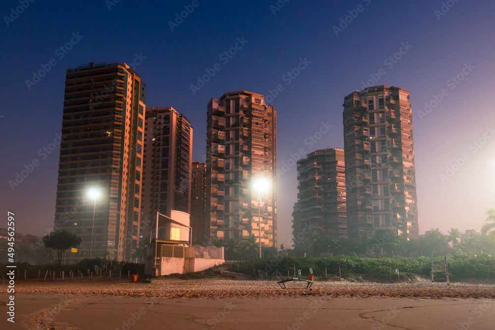 Barra da Tijuca Beach with Luxury Condominium Apartment and Hotel Buildings on Sunrise in Rio de Janeiro, Brazil Barra da Tijuca Beach with Luxury Condominium Apartment and Hotel Buildings on Sunrise in Rio de Janeiro, Brazil