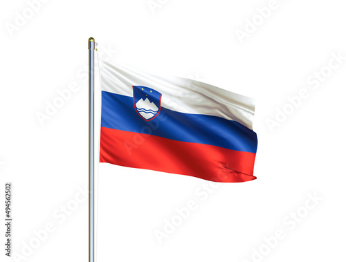 Free Download Slovenia national flag waving in isolated white background. Slovenia flag. 3D illustration - GFXLoad