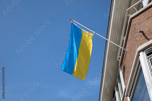 Ukrainian Flag Out Of Protest At Amsterdam The Netherlands 22-3-2022