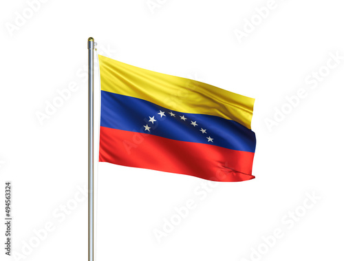 Free Download Venezuela national flag waving in isolated white background. Venezuela flag. 3D illustration - GFXLoad