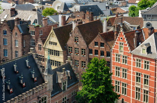 Obraz na plátne Elevated view of historic city centrum of Ghent, Belgium