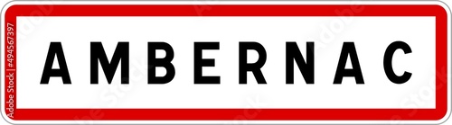 Panneau entrée ville agglomération Ambernac / Town entrance sign Ambernac