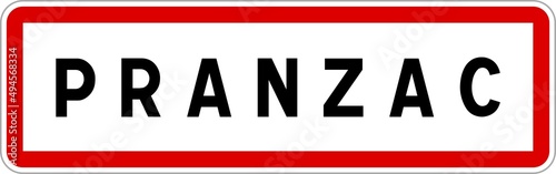 Panneau entrée ville agglomération Pranzac / Town entrance sign Pranzac