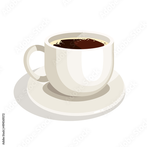Coffee mug on a saucer.Cartoon vector graphic.