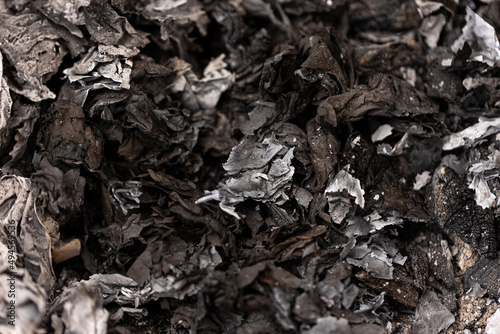 ash from freshly burned papers