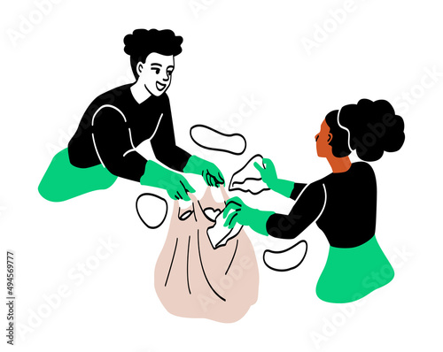 People collecting garbage