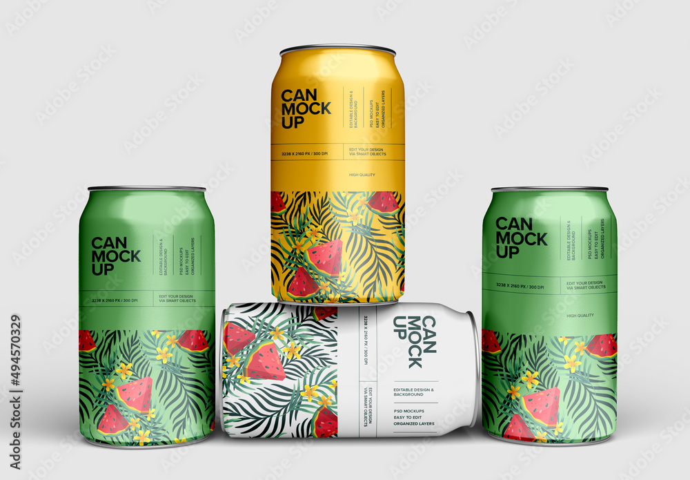 Soda Packaging Can Mockup Design Stock Template | Adobe Stock