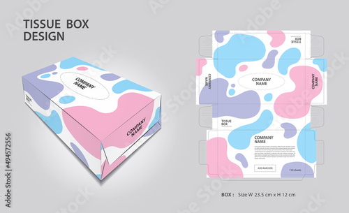 Tissue box Design colorful liquid background, Box Mock up, 3d box, Can be use place your text and logos and ready to go for print, Product design, Packaging vector illustration, liquid background