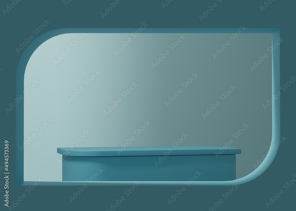 Minimal modern geometric blue box pedestal or podium for product showcase. Stand product mockup. 3d render illustration Minimal modern geometric blue box pedestal or podium for product showcase. Stand product mockup. 3d render illustration