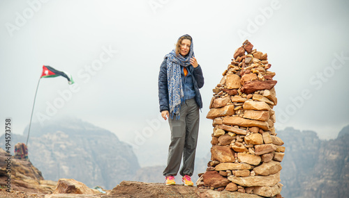 Tableau sur toile Attractive woman poses as Petra Jordan