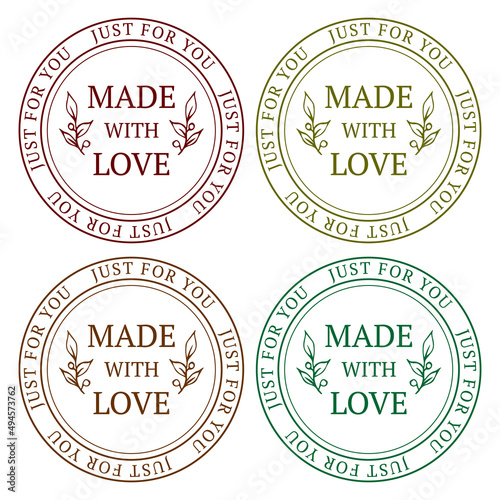 Made with Love  just for you inscription lettering quote. Made with Love calligraphy. Made with Love card. Vector illustration	